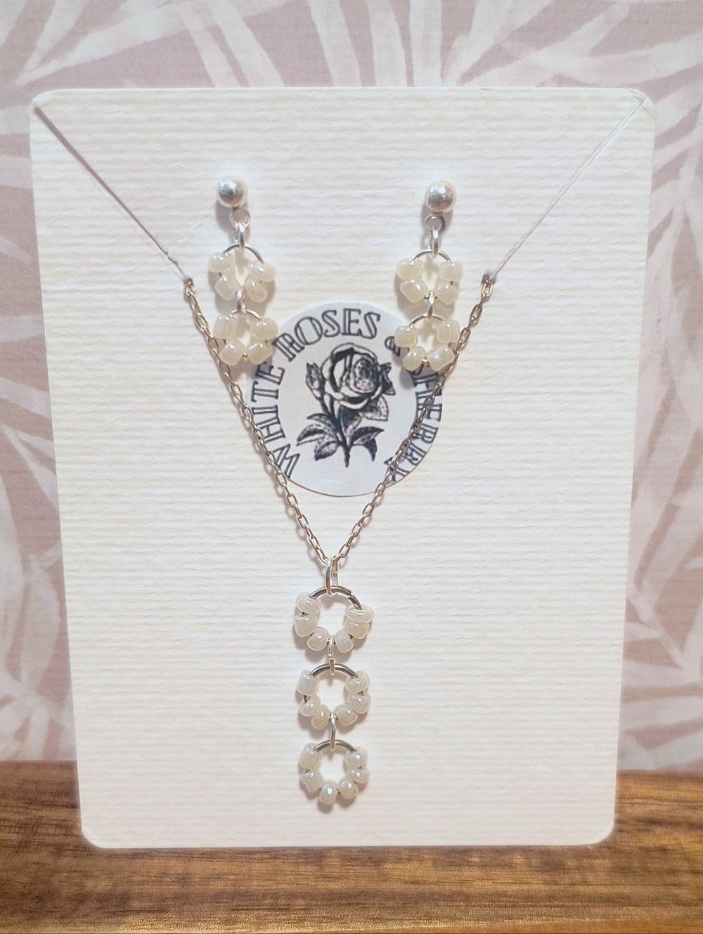 OOAK White Roses & Sherry | Pearly Tiered Circle Set | Nickel Free